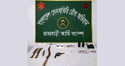 রাজবাড়ীতে যৌথ বাহিনীর অভিযানে বিভালবার অস্ত্র উদ্ধার 