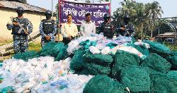 নোয়াখালীতে ৪০ লাখ টাকার অবৈধ জাল ও পলিথিন জব্দ