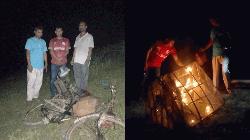 বড়াল নদীতে অবৈধ মাছ শিকার, সেচ মেশিন ও জাল জব্দ