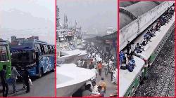 ঈদ উদযাপনে ঘরমুখী মানুষের ঢল; সড়কে যানজটে ভোগান্তি