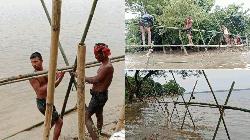 কলমাকান্দায় জনদুর্ভোগ কমাতে ইদ্রিস শেখের উদ্যোগে চার সাঁকো নির্মাণ